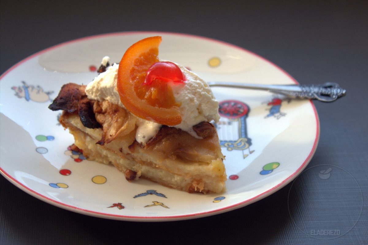 Pudin de Roscón de Reyes con manzanas reinetas