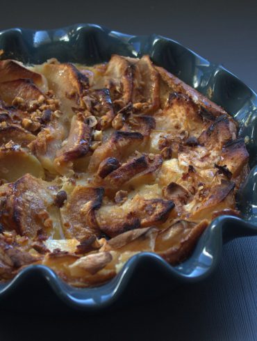 Pudin de Roscón de Reyes con manzanas reinetas