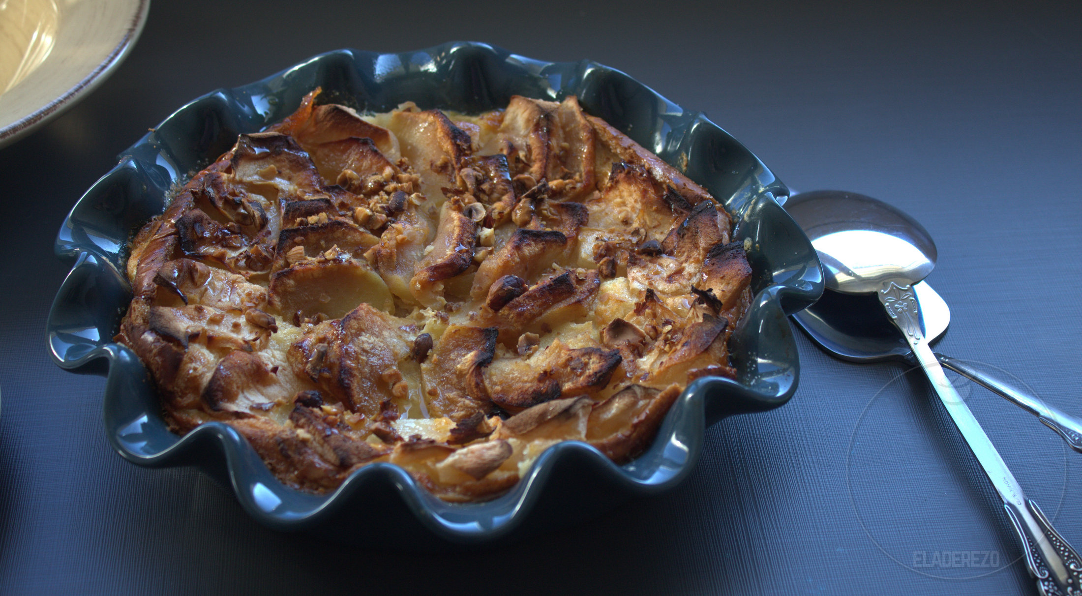 Pudin de Roscón de Reyes con manzanas reinetas