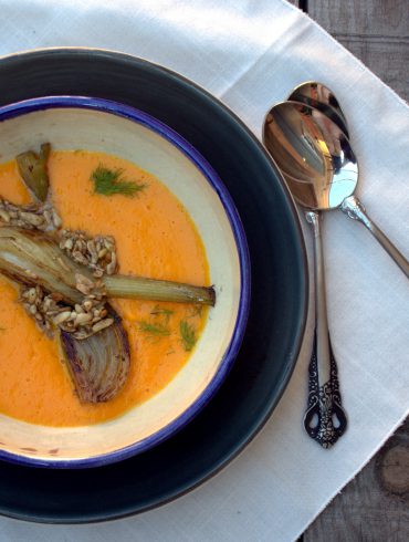 crema de zanahoria con hinojo y piñones