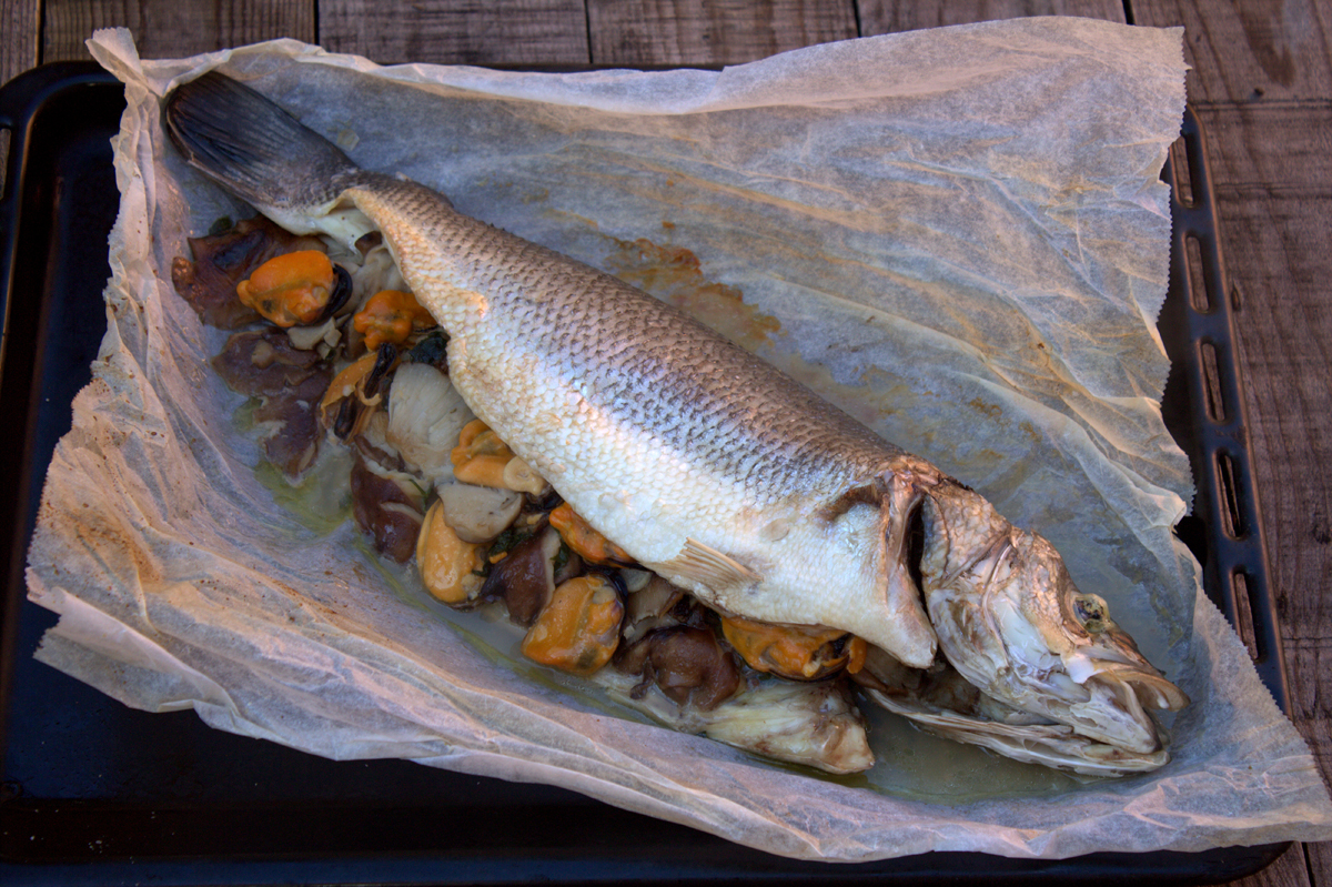 lubina en papillote al horno