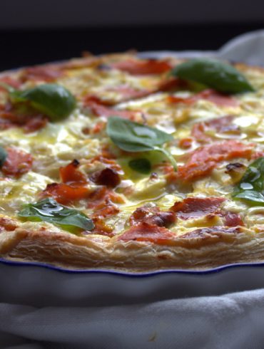 quiche de verduras y salmón