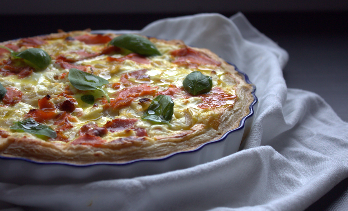 Quiché de verduras y salmón ahumado