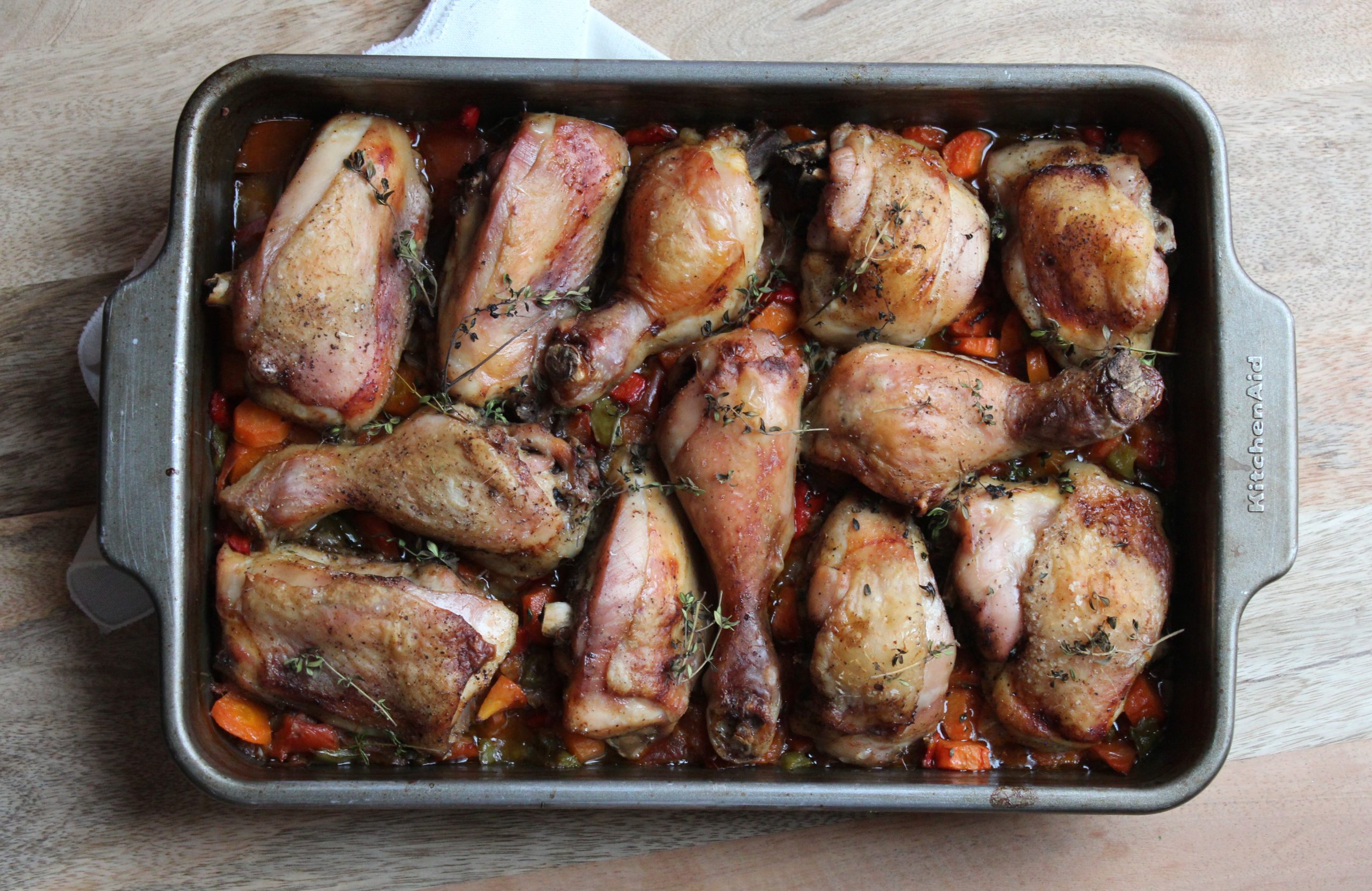 Pollo al horno con verduras