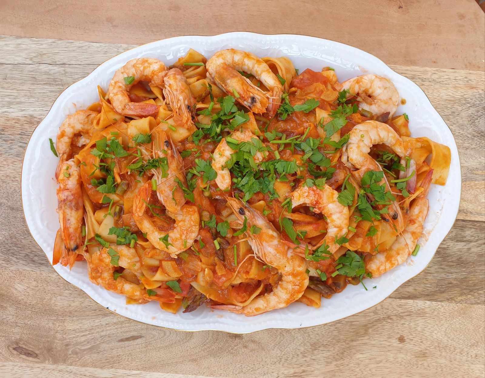 pappardelle con langostinos