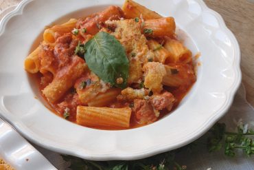 pasta con picadillo de chorizo