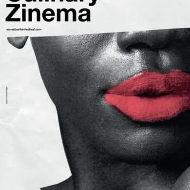 Cartel oficial de Culinary Zinema 2026, sección gastronómica del Festival de San Sebastián, con unos labios rojos en primer plano