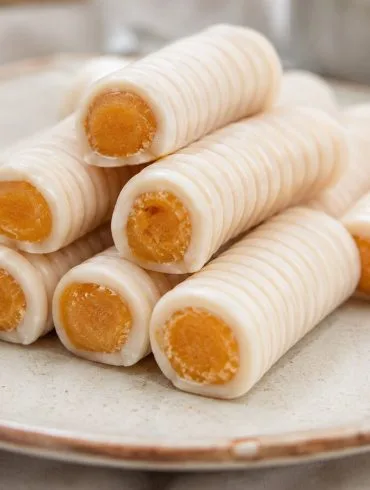Huesos de santo caseros de mazapán relleno de yema